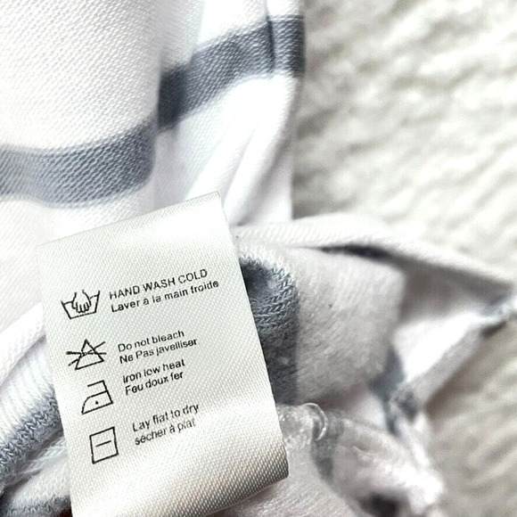 Chaser Womens Hoodie Large Gray White Striped Pullover Knit Athletic Stretch - Picture 9 of 12